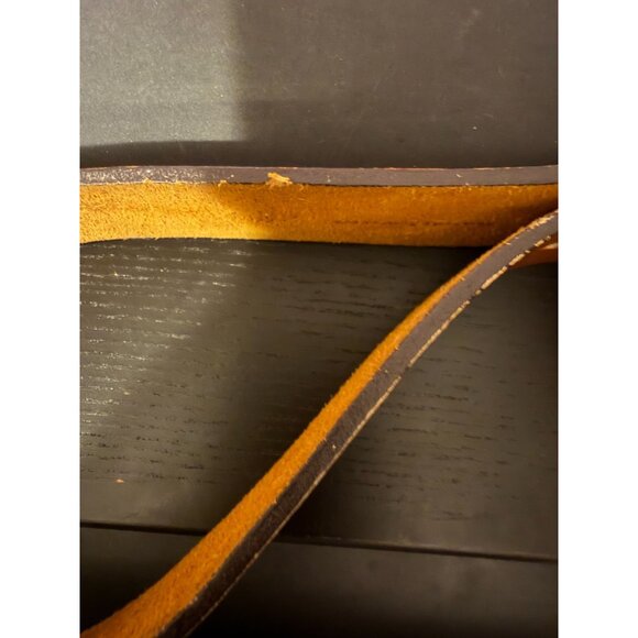 Vintage Ralph Lauren Leather Belt 28 Brass Wide Buckle Full Grain Leather Cognac - Picture 6 of 8